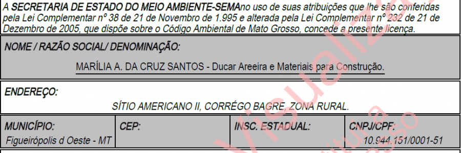 LO – Marília A. da Cruz Santos – Ducar Areeira e Materiais para construção