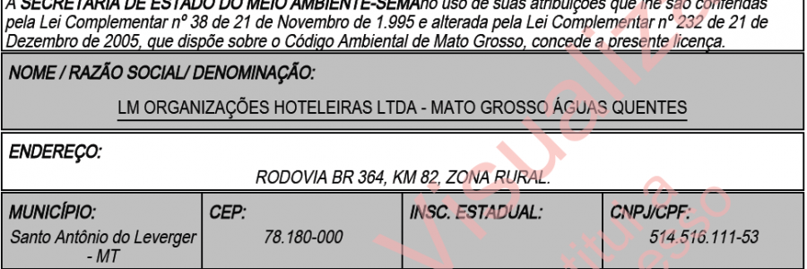 LO – LM Organizações Hoteleiras Ltda – Mato Grosso Águas Quentes