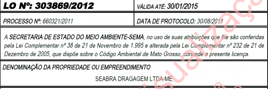 LO – Seabra Dragagen Ltda – ME