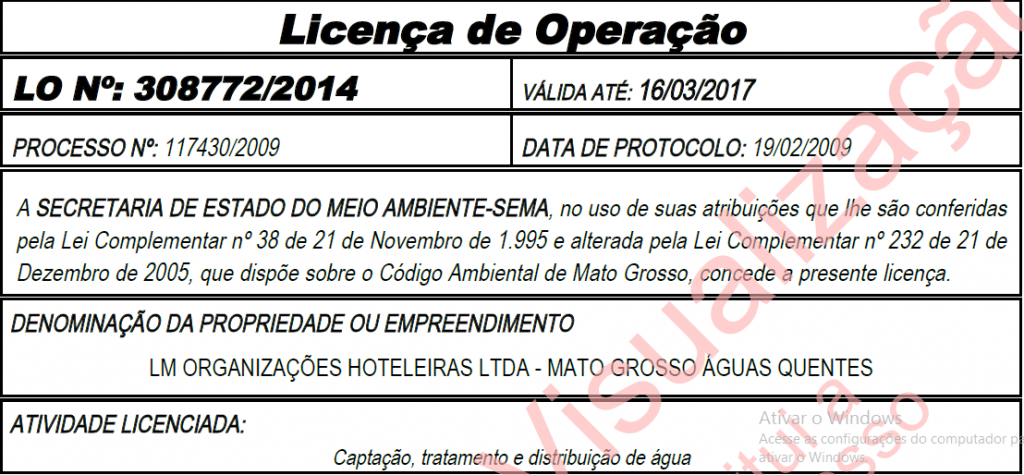 LO – LM Organizações Hoteleiras Ltda – Mato Grosso Águas Quentes