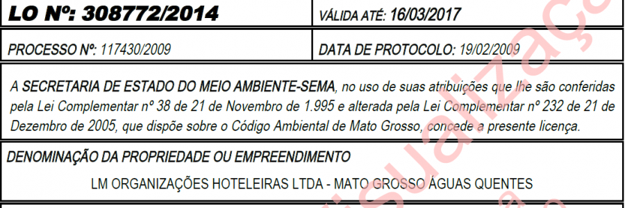 LO – LM Organizações Hoteleiras Ltda – Mato Grosso Águas Quentes