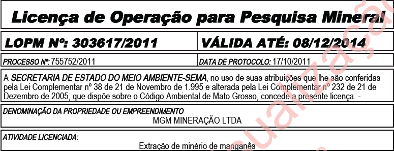 LOPM – MGM Mineração Ltda